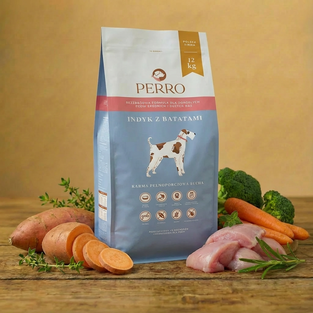Perro - Adult Indyk z batatami 1kg - średnie i duże rasy