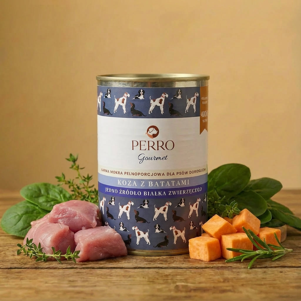 Perro Gourmet Adult-Koza z batatami 400g