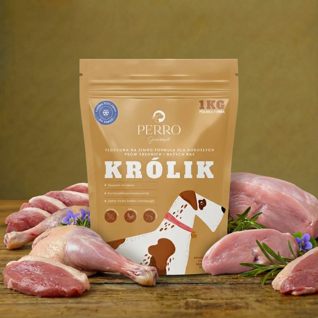 Perro – Królik – Karma tłoczona na zimno – średnie i duże rasy