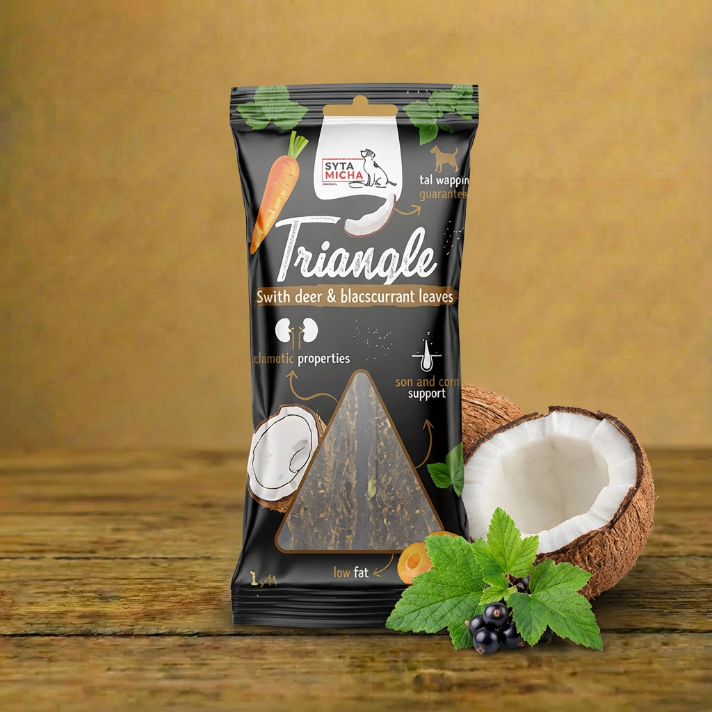 Syta Micha Trójkąt dla psa Jeleń z kokosem i liśćmi czarnej porzeczki 2 szt.