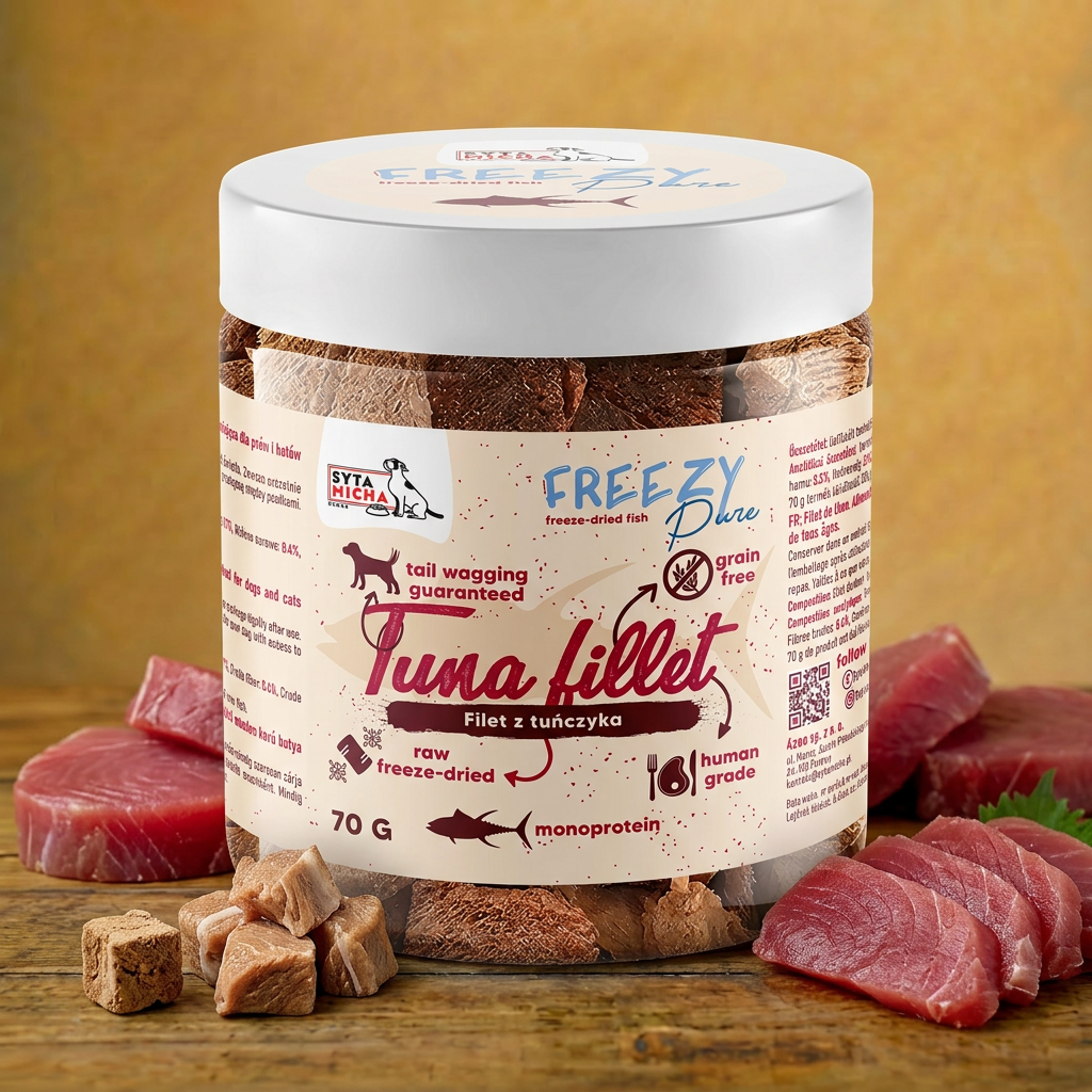 Syta Micha – FREEZY Pure 70g – 100% liofilizowany filet z tuńczyka dla psa