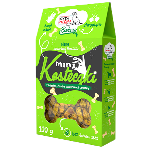 Ciastka dla psa Mini kosteczki z indykiem i chudym twarożkiem 100g