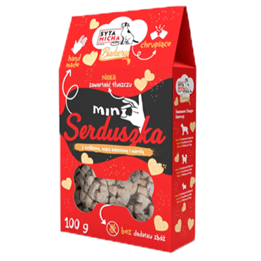 Ciasta dla psa Mini serduszka z królikiem, mąką kokosową i morelą 100g