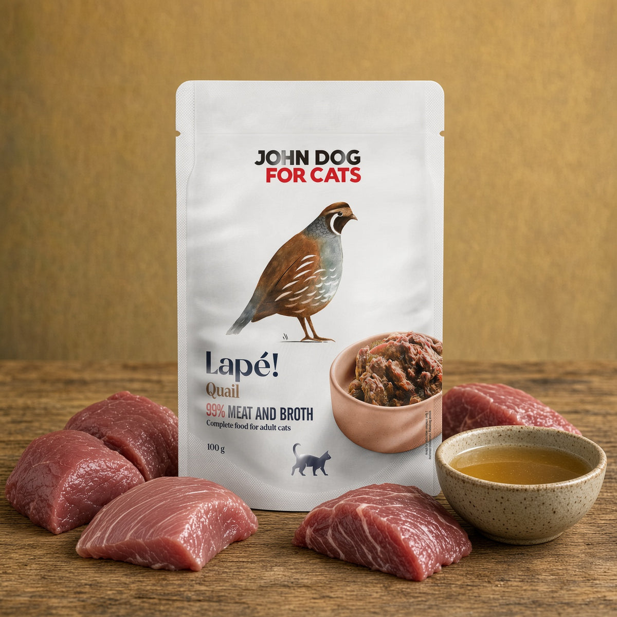 Karma mokra saszetka dla kota Przepiórka 100 g Lapé John Dog for Cats