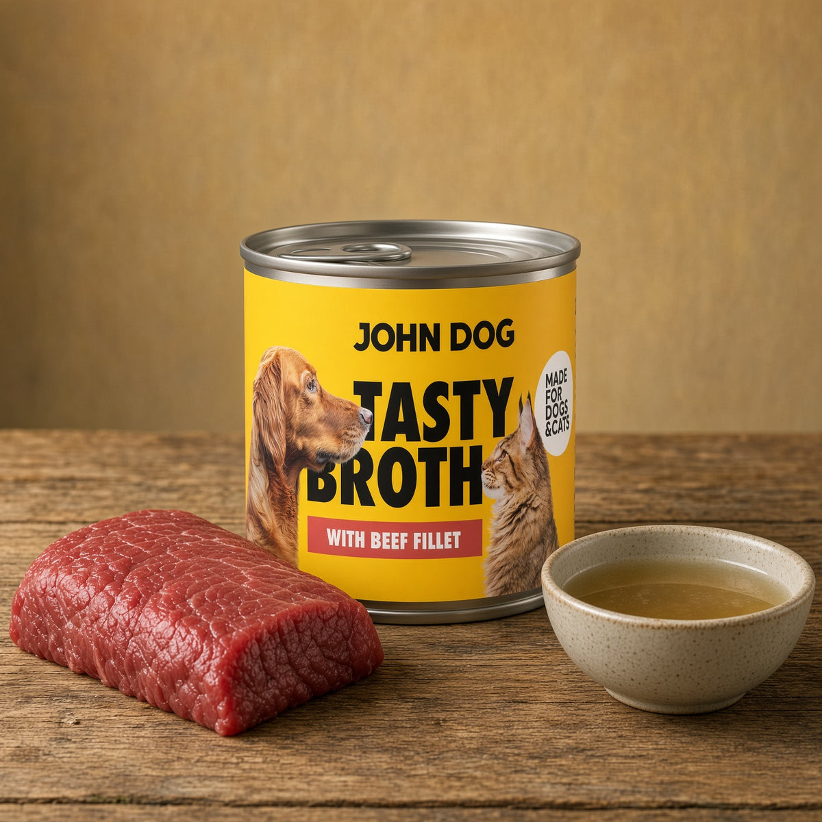 Zupa dla kota i psa z wołowiną 140 g – John Dog Tasty Broth