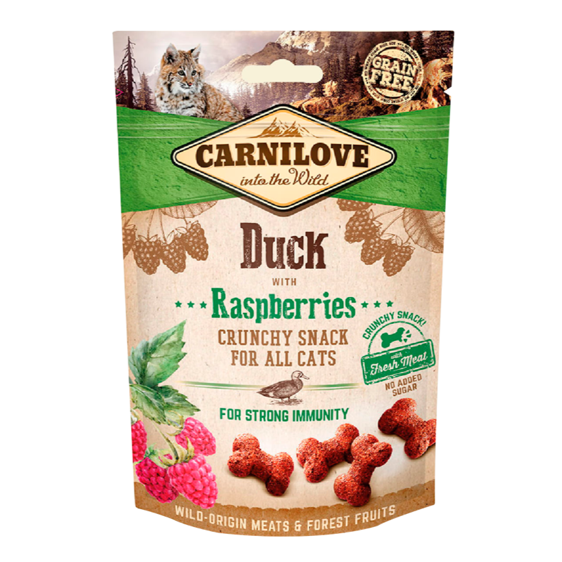 CARNILOVE CAT CRUNCHY SNACK DUCK WITH RASPBERRIES WITH FRESH MEAT