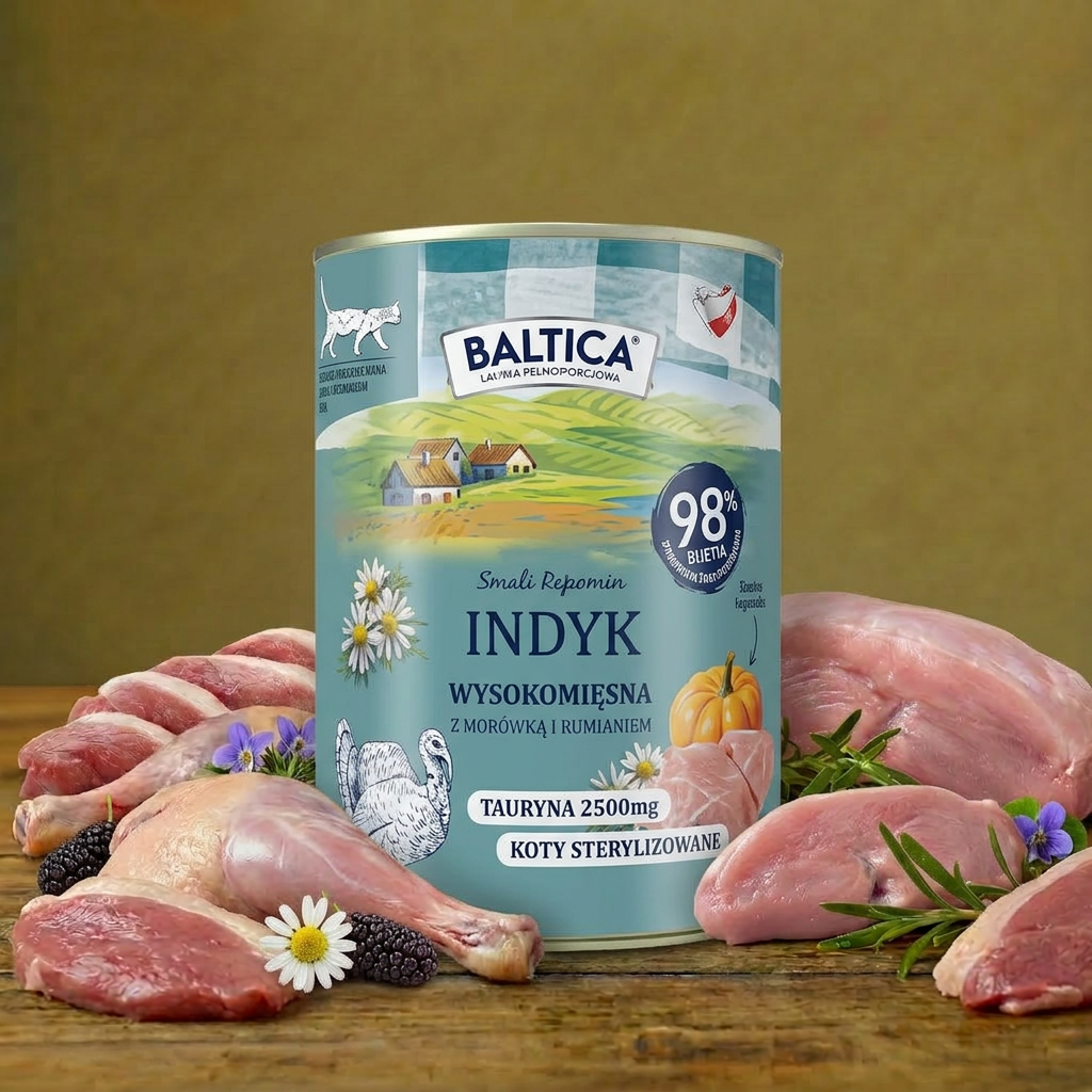 Baltica dla kotów dorosłych Mono Indyk 400g