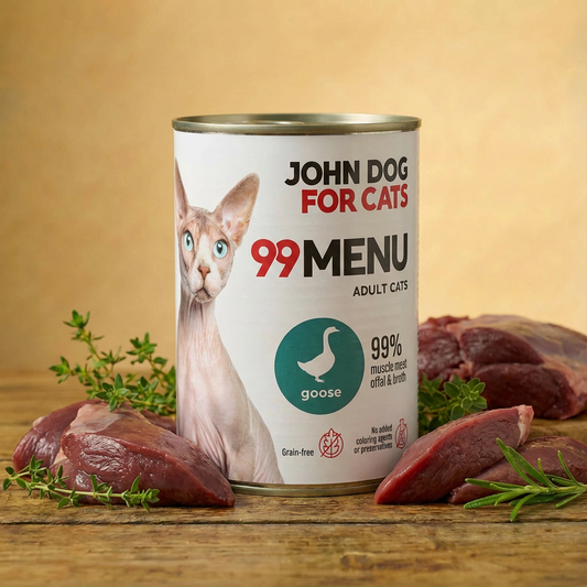 Karma mokra puszka dla kota Gęś 400g John Dog for Cats - 99 Menu