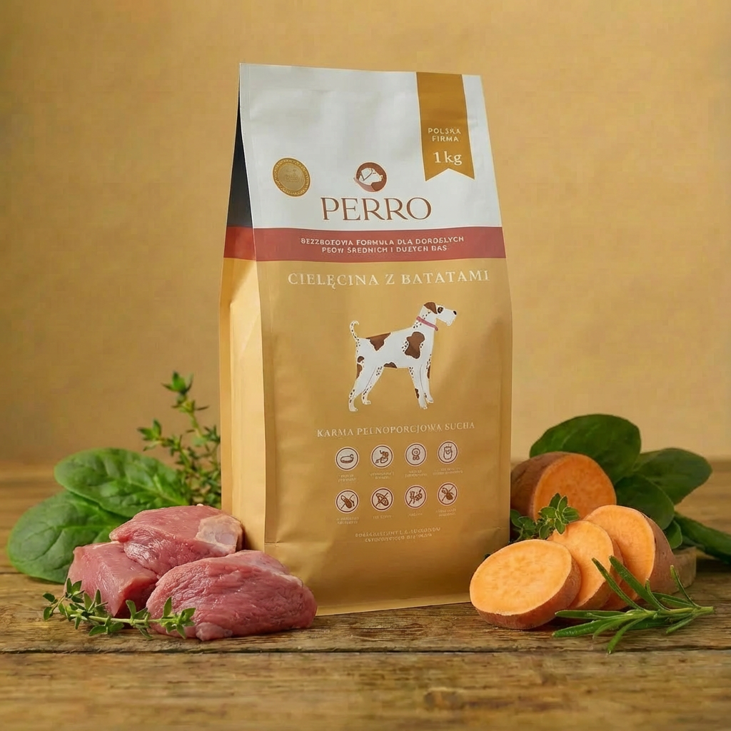 Perro - Adult Cielęcina z batatami 1kg - średnie i duże rasy