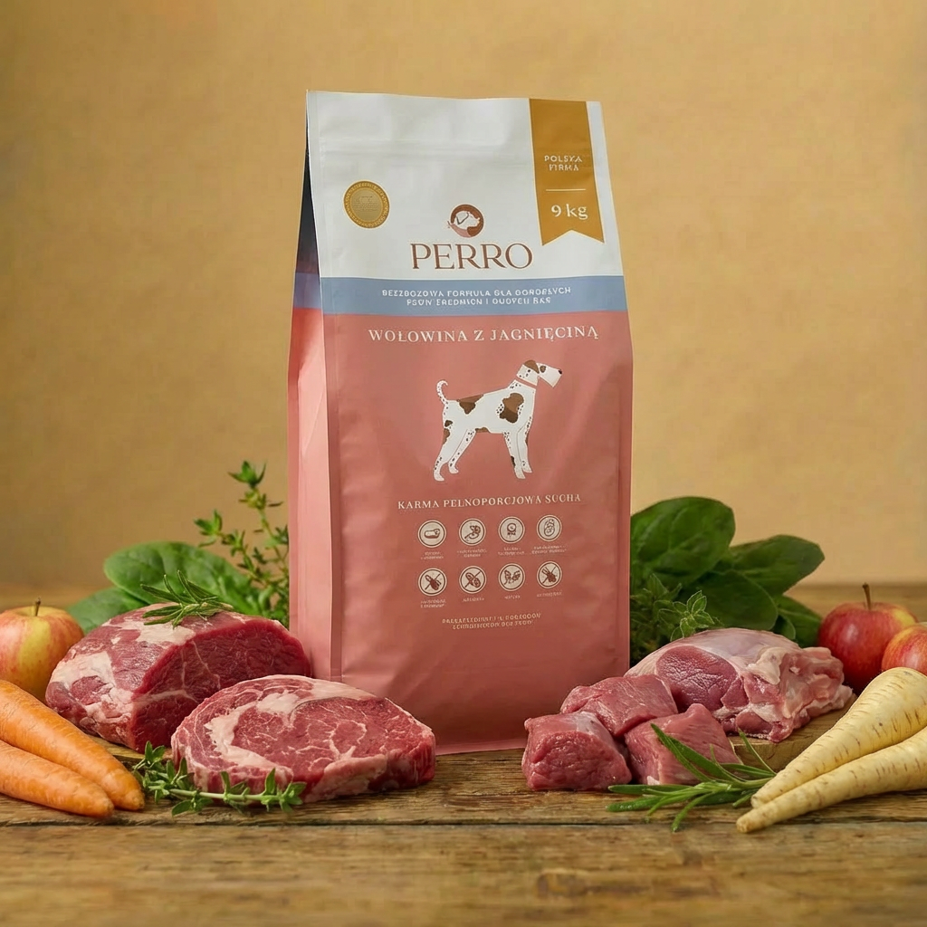 Perro - Adult Wołowina z jagnięciną 1kg - średnie i duże rasy