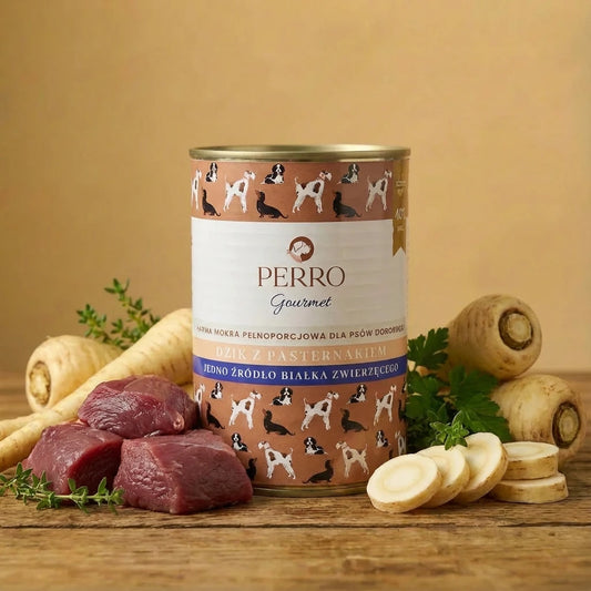 Perro Gourmet Adult– Dzik z pasternakiem 400g