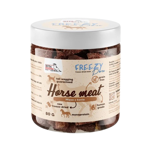 SYTA MICHA FREEZY Pure – 100% liofilizowane mięso z konia dla psa 80g