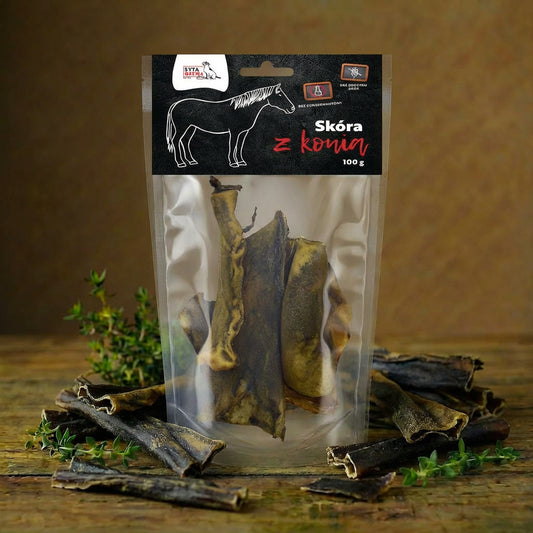 Syta Micha - Suszona Skóra z konia dla psa 100g