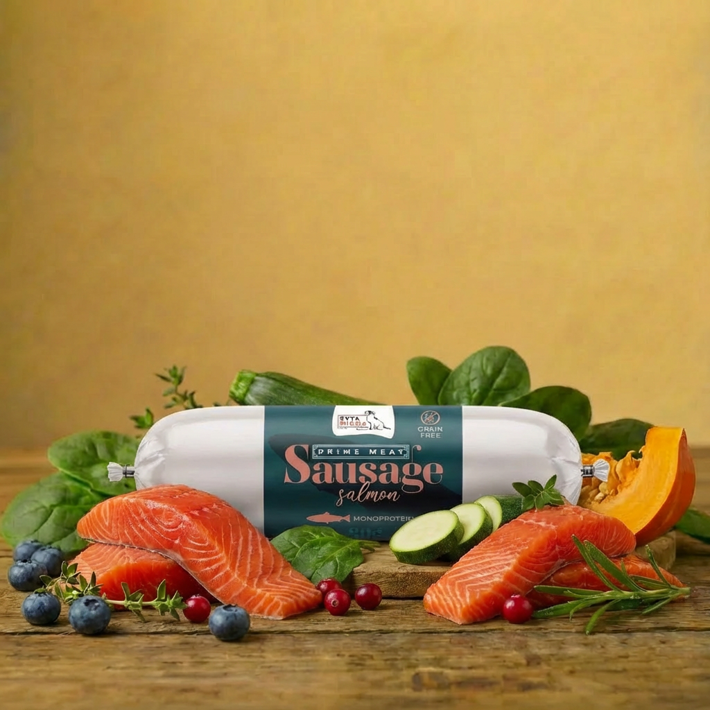 Syta Micha - Prime Meat Kiełbaska - Łosoś 80g