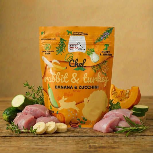 Syta Micha CHEF - Junior Królik i indyk, banan i cukinia 1.5kg