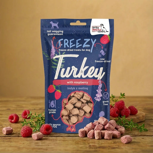 Syta Micha Indyk Malina Lawenda Smaczki Przysmaki liofilizowane dla psa 40g