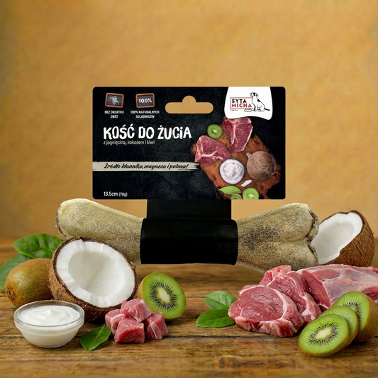 Syta Micha Kość do żucia dla psa z jagnięciną kiwi i kokosem 13,5 cm