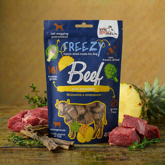 Syta Micha Wołowina Ananas Karczoch Smaczki Przysmaki liofilizowane dla psa 40g
