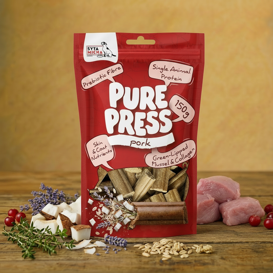 Syta Micha – Pure Press Pork 150 g – Wieprzowina – Smaczki tłoczone na zimno dla psa