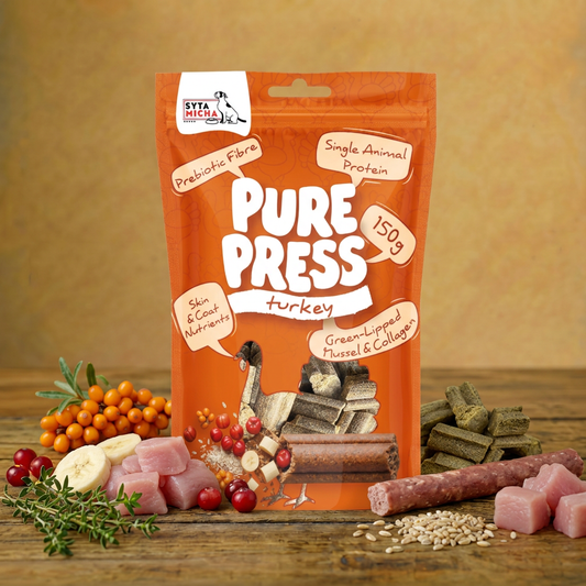 Syta Micha – Pure Press Turkey 150 g – Indyk – Smaczki tłoczone na zimno dla psa