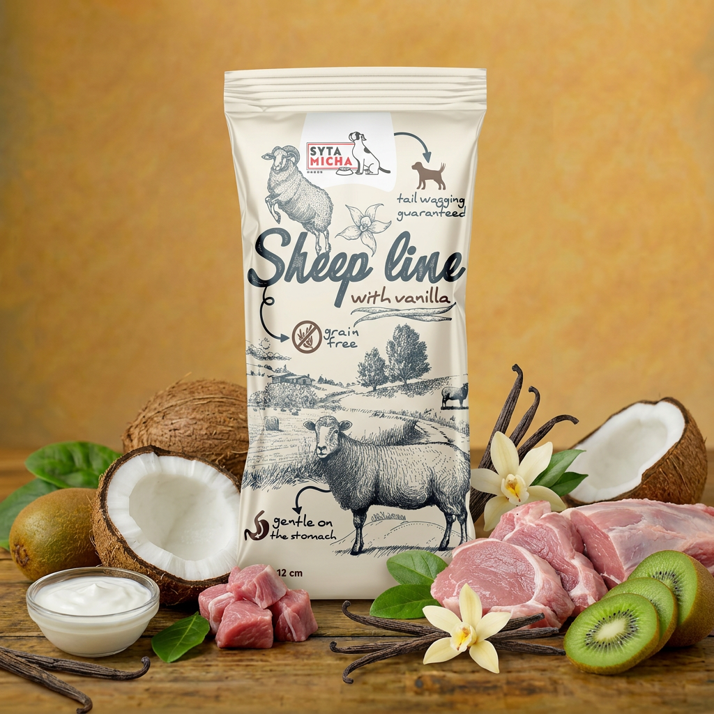 Syta Micha – Sheep Line – Owca z wanilią 12cm – Kość do żucia dla szczeniąt