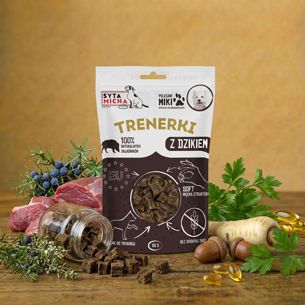 Syta Micha – Treningówki z dzikiem dla psa 80g
