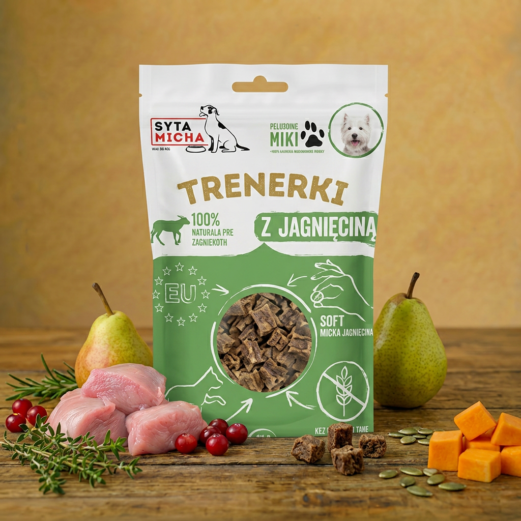 Syta Micha – Treningówki z jagnięciną dla psa 80g
