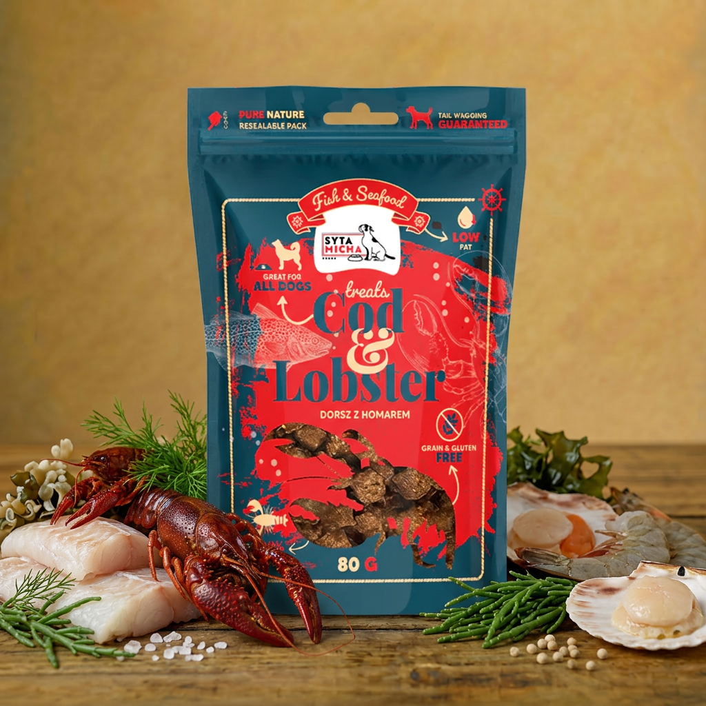 Syta Micha z homarem i dorszem dla psa 80g