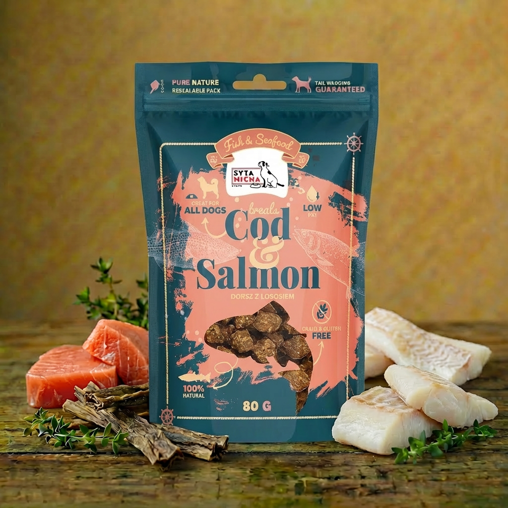 Syta Micha z łososiem i dorszem dla psa 80g