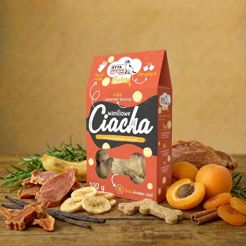 Waniliowe ciacha z dziczyzną, kokosem i morelami 100g