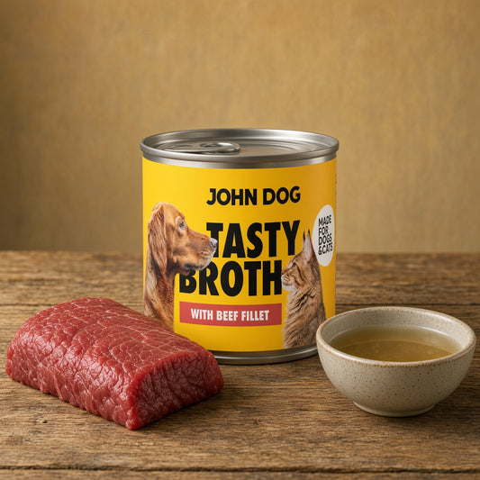 Zupa dla kota i psa z wołowiną 140 g – John Dog Tasty Broth